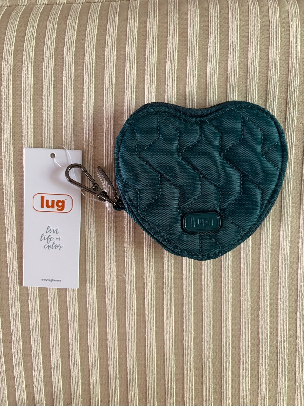 Lug Heart Pouch Bright Teal NWT Coin Purse Keychain Charm